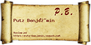 Putz Benjámin névjegykártya