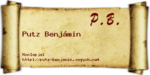Putz Benjámin névjegykártya